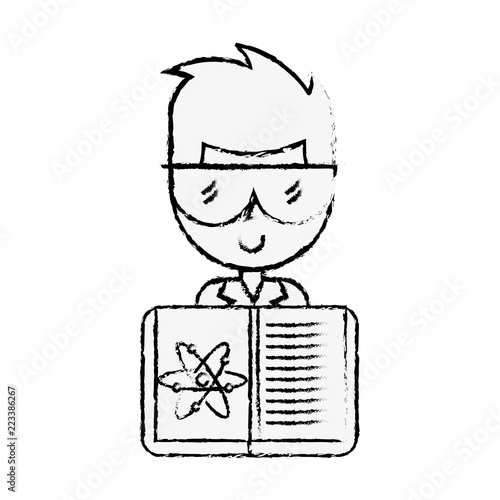 scientific man professor book science chemistry atom