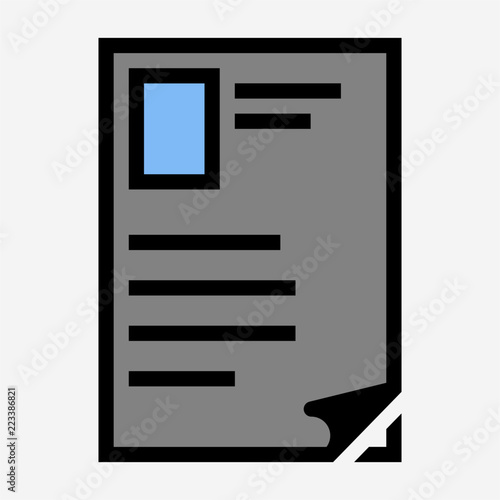 Coloured outline document pixel perfect vector icon