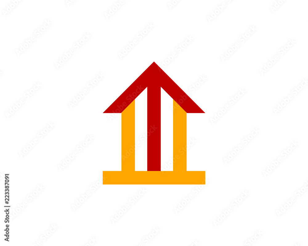 Vector of real estate and arrow up logo combination, House and growth symbol or icon Vector of real estate and arrow up logo combination, House and growth symbol or icon
