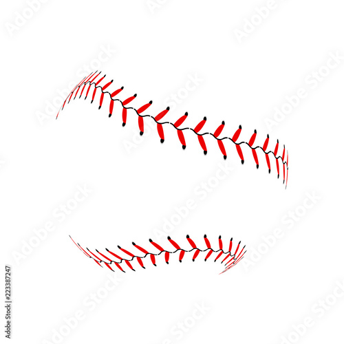 Baseball lace ball illustration isolated symbol. Vector baseball background sport design