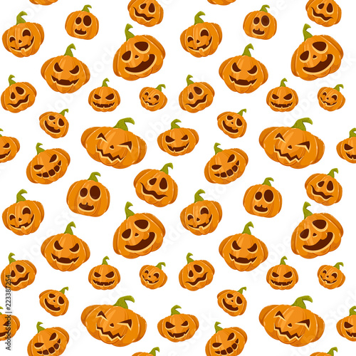 Seamless background with smiling Pumpkins for Halloween theme