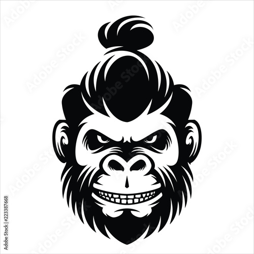 monkey hairstyle men bun illustration
