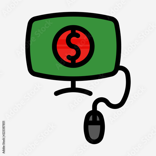 Coloured outline internet banking pixel perfect vector icon