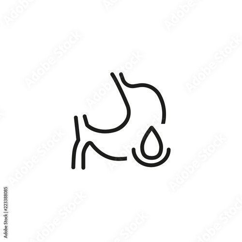 Human stomach and drop line icon. Menstrual, problem, water. Pregnancy concept. Vector illustration can be used for topics like medicine, organ, disease