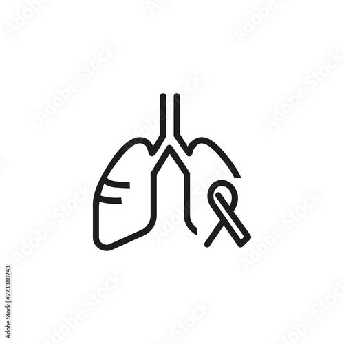 Lung cancer awareness line icon. Asthma, respiratory, tumor. Cancer concept. Vector illustration can be used for topics like anatomy, examination, chemotherapy