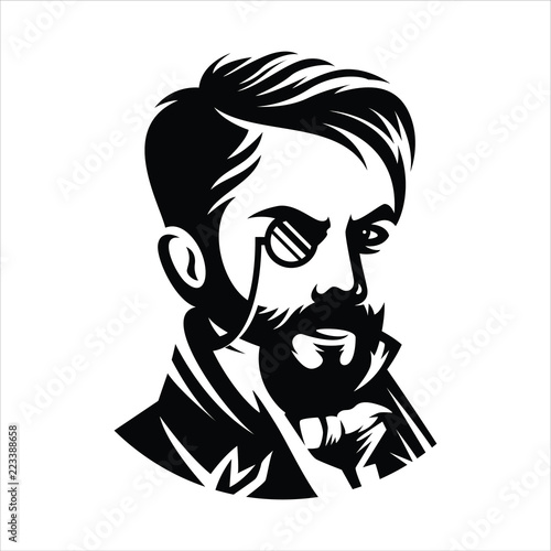 illustration victoria hairstyle gentleman wearing monocle