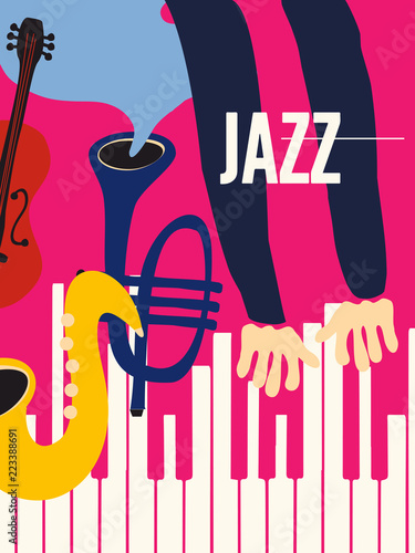Photography Music colorful background with music instruments flat vector illustration