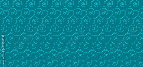 Seamless nautilus shell pattern, geometric shape - vector illustration. Sea, ocean concept