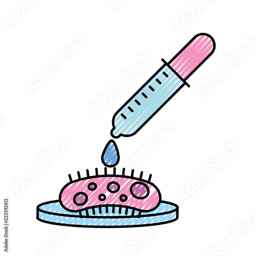 dropper pouring reagent on virus petri dish test