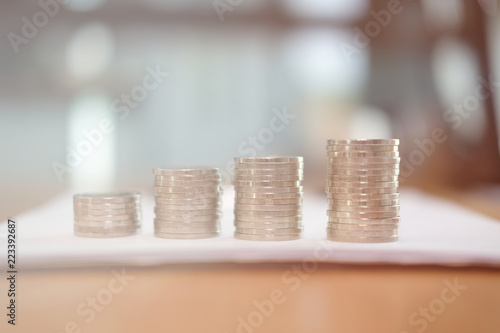 coins stack. business growth. money savings, cash deposit concept