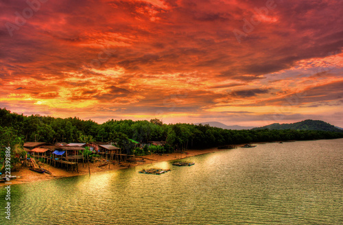 Sunset in Ranong, Thailand.