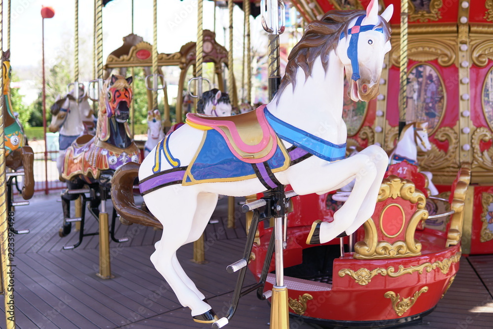 Kid attractions colorful carousel horse fun x