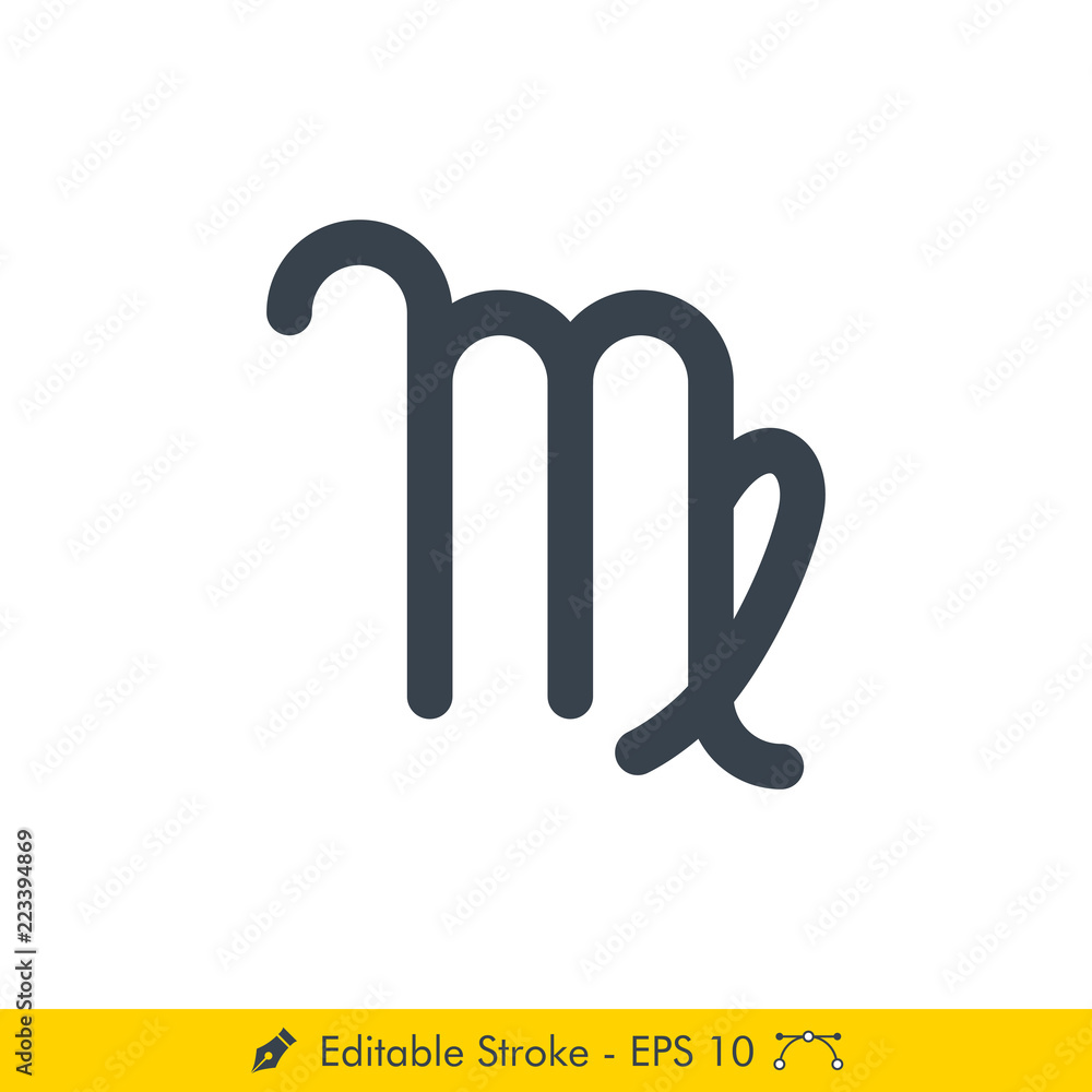 Virgo sign Icon / Vector Set - In Line / Stroke Design Virgo sign Icon / Vector Set - In Line / Stroke Design