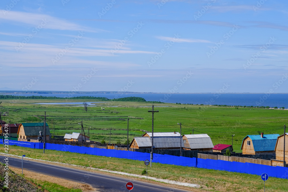 The landscape of rustic villages and lakes The landscape of rustic villages and lakes