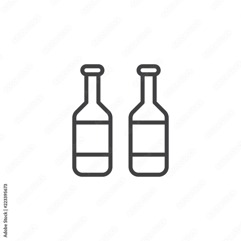 Beer bottle outline icon. linear style sign for mobile concept and web design. Two bottles line vector icon. Symbol, logo illustration. Pixel perfect vector graphics Beer bottle outline icon. linear style sign for mobile concept and web design. Two bottles line vector icon. Symbol, logo illustration. Pixel perfect vector graphics