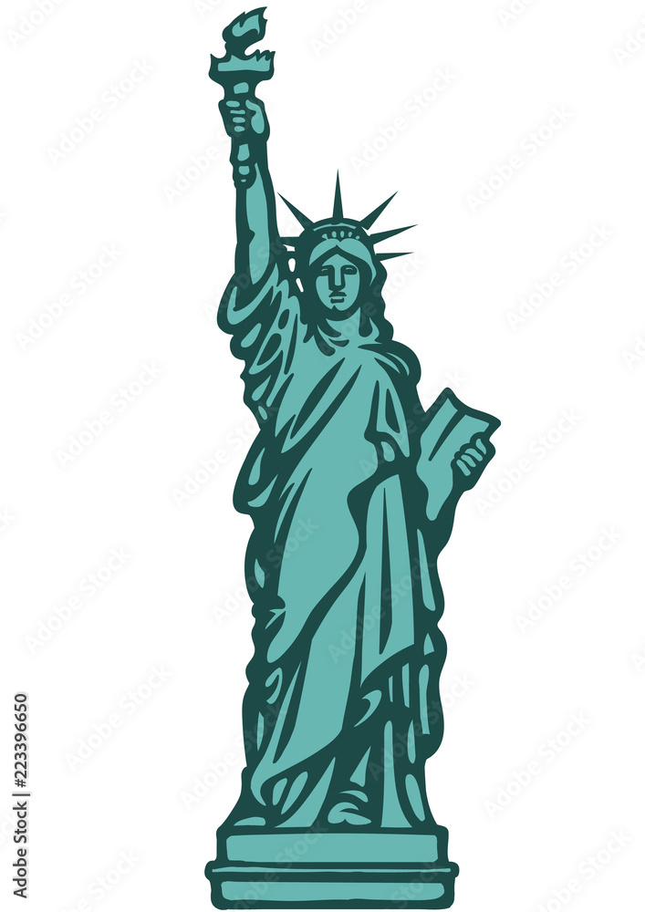 Fototapeta premium The Statue of Liberty New York city. Hand drawn vector illustration.