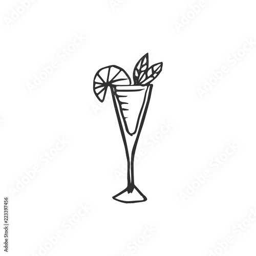 cocktail glass isolated on white background, vector illustration 