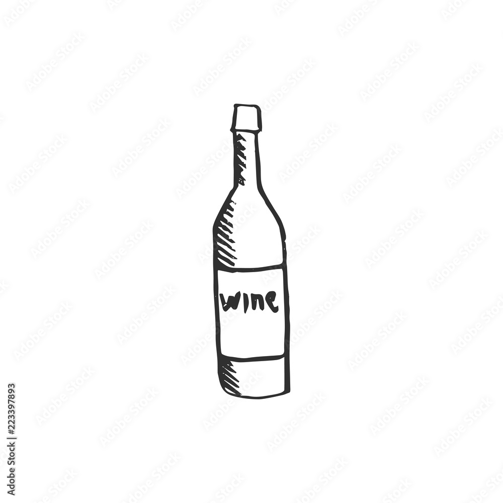 wine bottle isolated on white background, vector illustration wine bottle isolated on white background, vector illustration