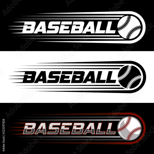 Color vector logo on the theme of baseball with a picture of a baseball ball on black and white background