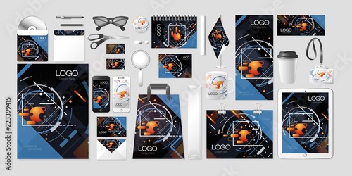 Vector set kit collection corporate identity mockup mock up abstract shapes geometric pattern brand style