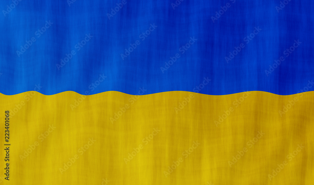 Obraz premium Illustration of a flying Ukrainian flag