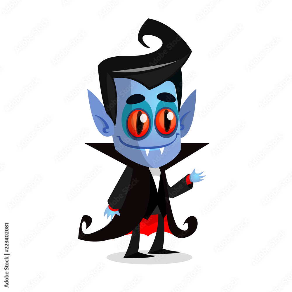 Cute cartoon vampire with red eyes. Vector illustration of dracula ...