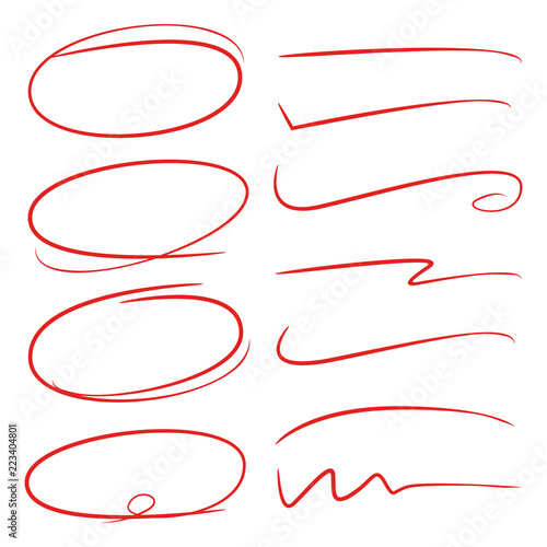 highlighter circles, sketch lines