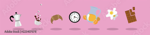 icone, colazione, mattina, moka