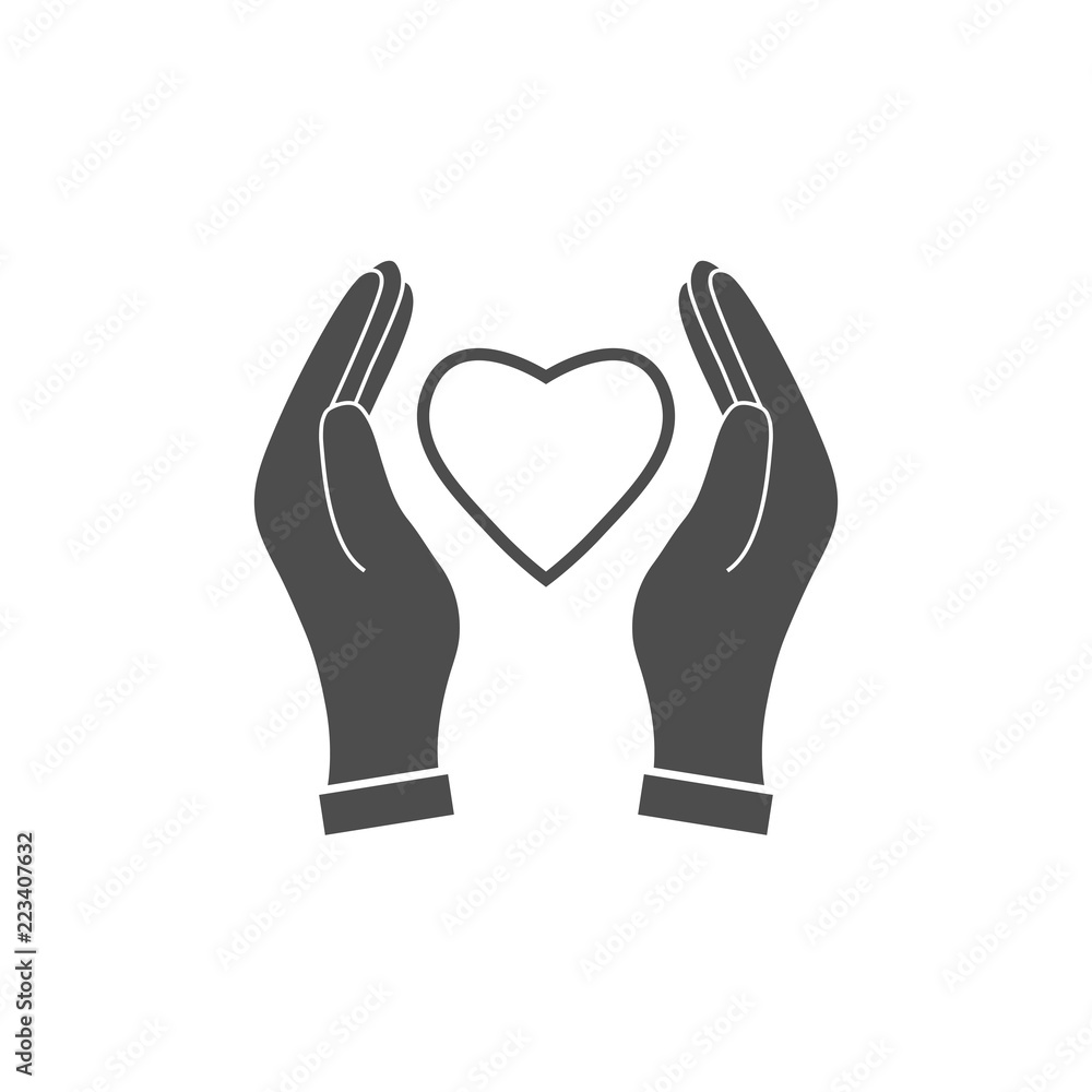 Hands of the heart icon. Vector illustration, flat design. Hands of the heart icon. Vector illustration, flat design.