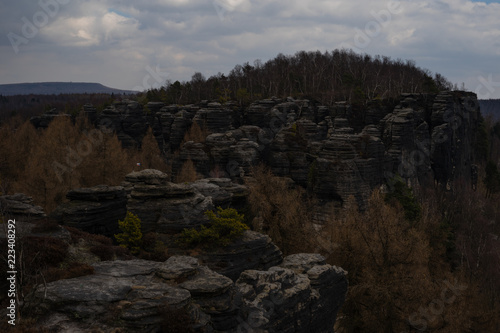 A view of the spring sandstone rocks