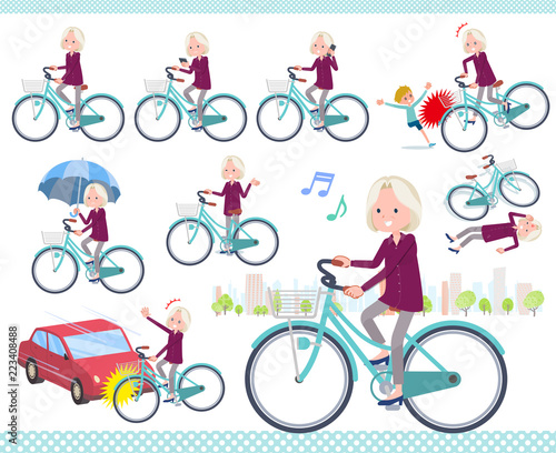 flat type purple shirt old women White_city cycle