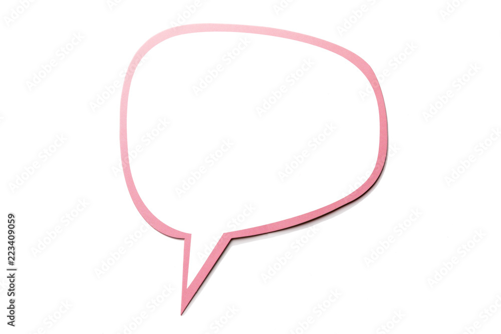 Speech bubble as a cloud with pink border isolated on white background. Copy space Speech bubble as a cloud with pink border isolated on white background. Copy space