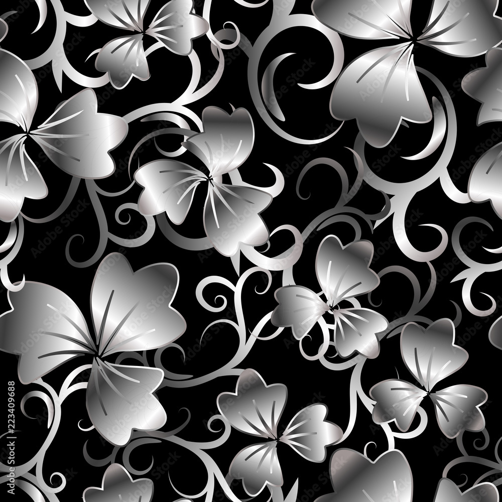 Fl Seamless Pattern With Silver