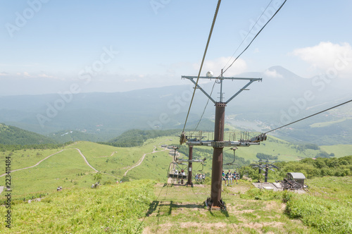 Chairlift in the mountains in summer