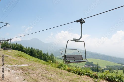 Chairlift in the mountains in summer