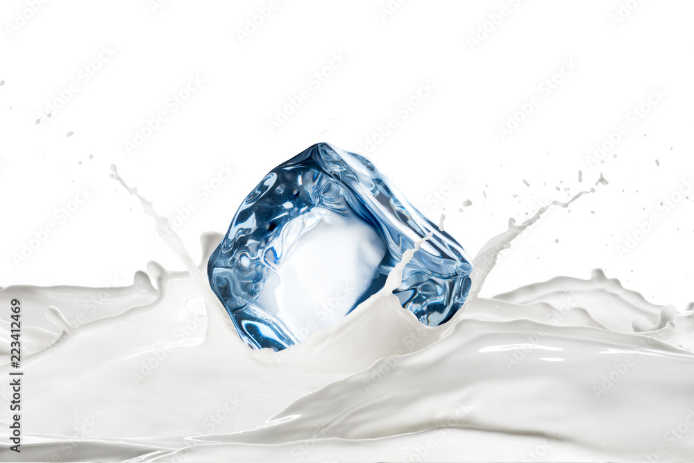 Ice Cube With Milk Splash Ice Cube With Milk Splash