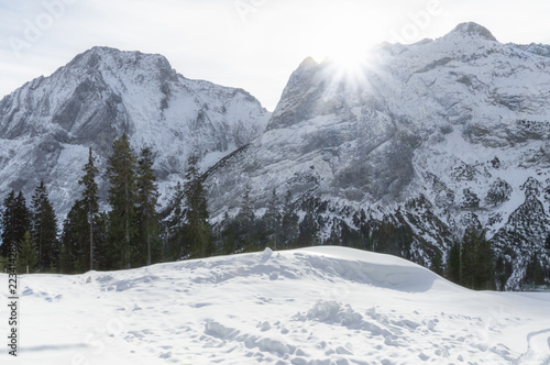 Wallpaper Mural Sunny winter scenery in the Alps mountains Torontodigital.ca
