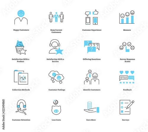 Customer satisfaction icon collection set. Vector illustration with symbols