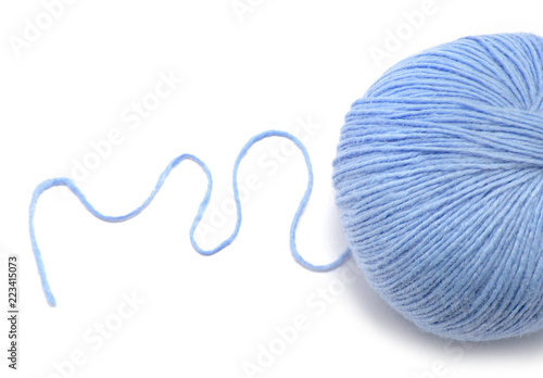 Blue Yarn Ball on white background