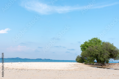 Fototapeta Naklejka Na Ścianę i Meble -  Beautiful white sand on Tropical beach blue water and blue sky