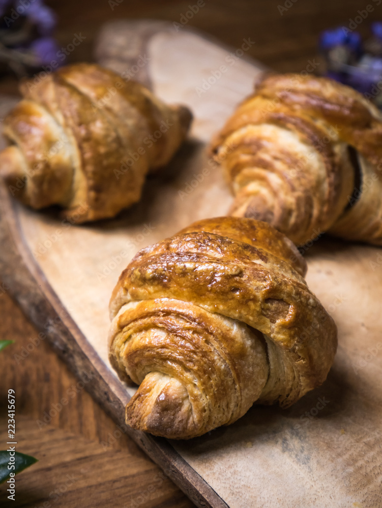 Fresh croissant a flaky, viennoiserie pastry.
