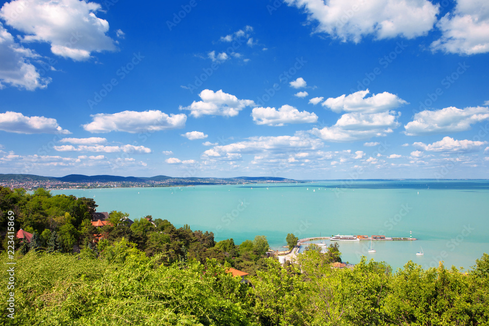 Lake Balaton with a nice cloudscape from Tihany village in Hungary Lake Balaton with a nice cloudscape from Tihany village in Hungary