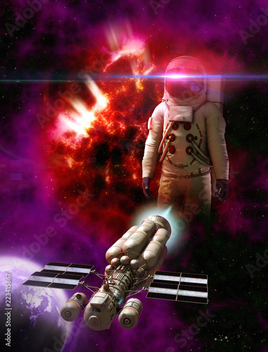 Fototapeta Naklejka Na Ścianę i Meble -  The future of space travel astronaut