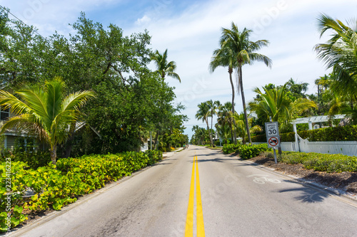 Beautiful road to the beach of Naples, Florida USA