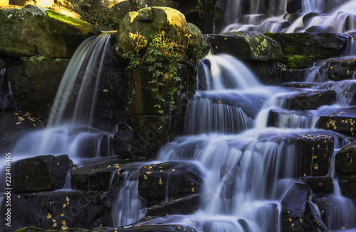 Ornamental Cascade waterfall in Virginia Water, Surrey, United Kingdom