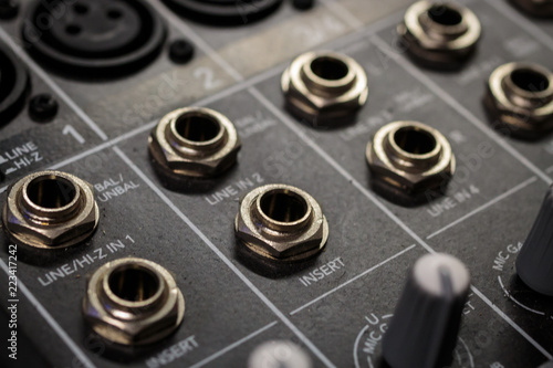 Audio mixing desk Jack inputs and inserts