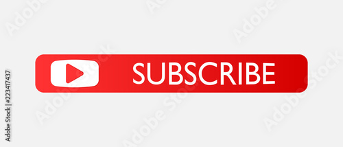 Subscribe button. Vector subscribe icon on red color. Layers grouped for easy editing illustration. For your design.