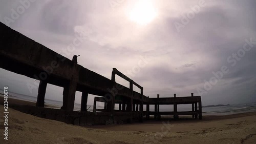 jetty on the beach timelapes natural view 4k photo