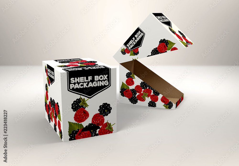 Cardboard Shelf Box Mockup Stock Template Adobe Stock