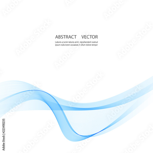 Abstract smooth color wave vector. Curve flow blue motion illustration. Smoke design. © guroolga